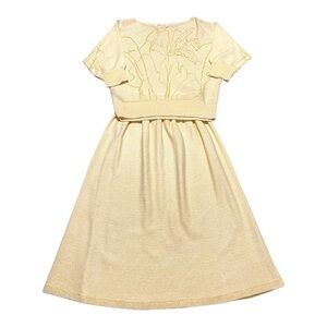 SAVION by Ignacy Feuer Vintage 70s Yellow Knit Skirt And Top Set Size 12